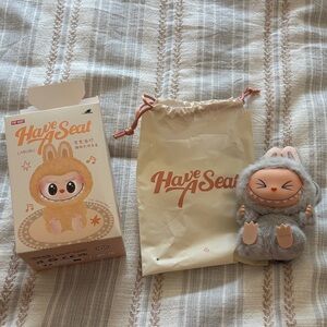 LABUBU Have A Seat Gray Bunny Doll